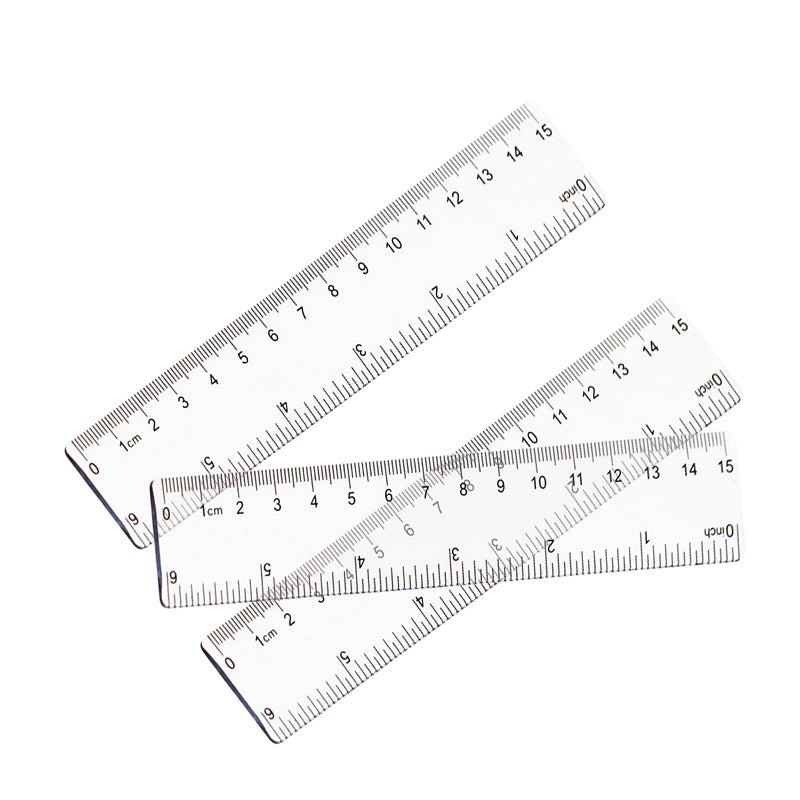 Chris.W 20 Pack Clear Plastic Ruler 6 Inch Straight Ruler Flexible with Inches and Metric for School Classroom, Home, or Office (Clear) - Image 3
